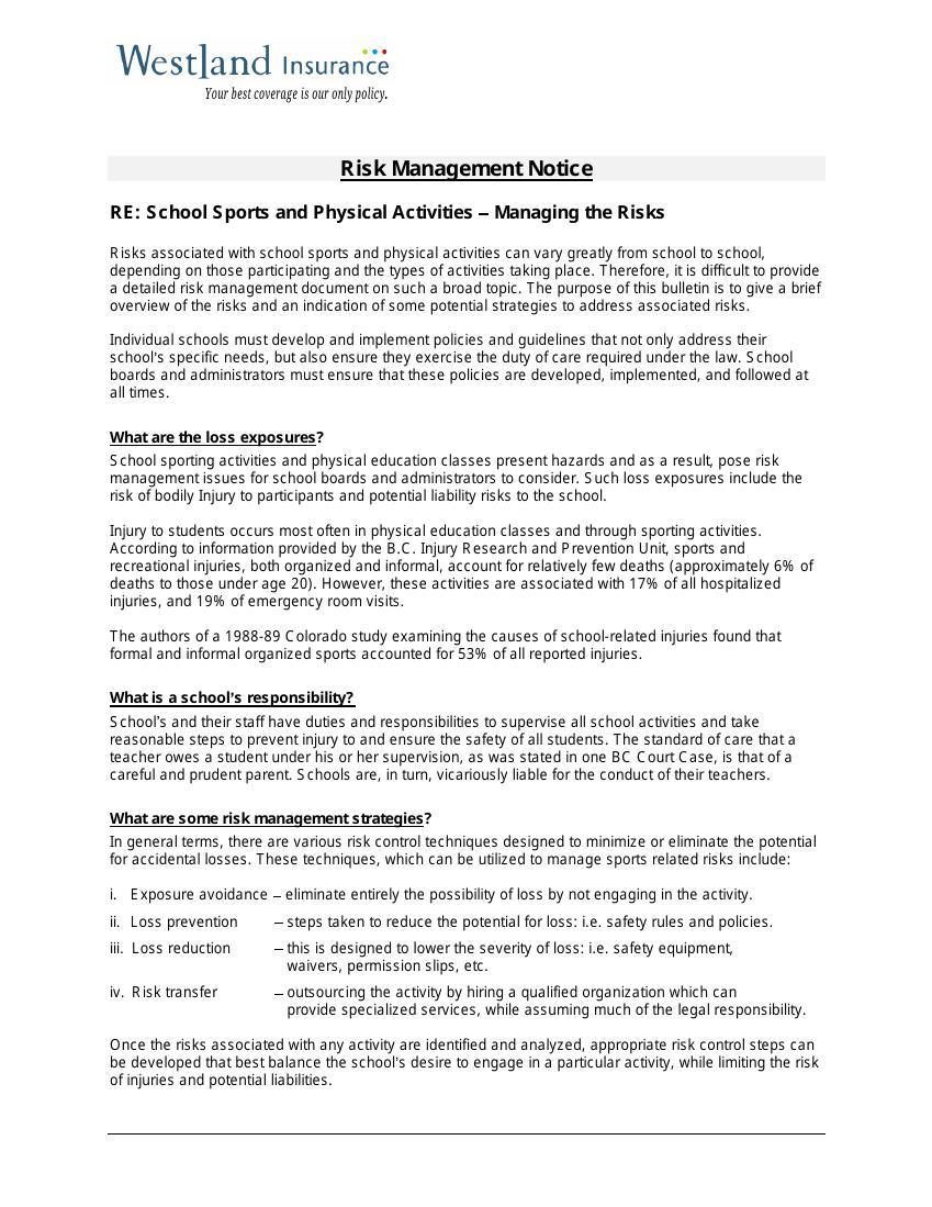 Sports Injuries   Managing The Risks